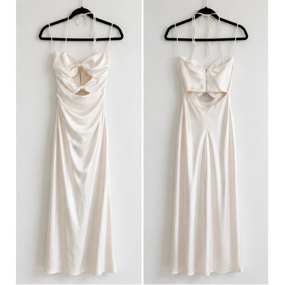 BEC + BRIDGE Rochelle Twist Strapless Ivory Maxi Dress US 2 AU 6 - Picture 8 of 10